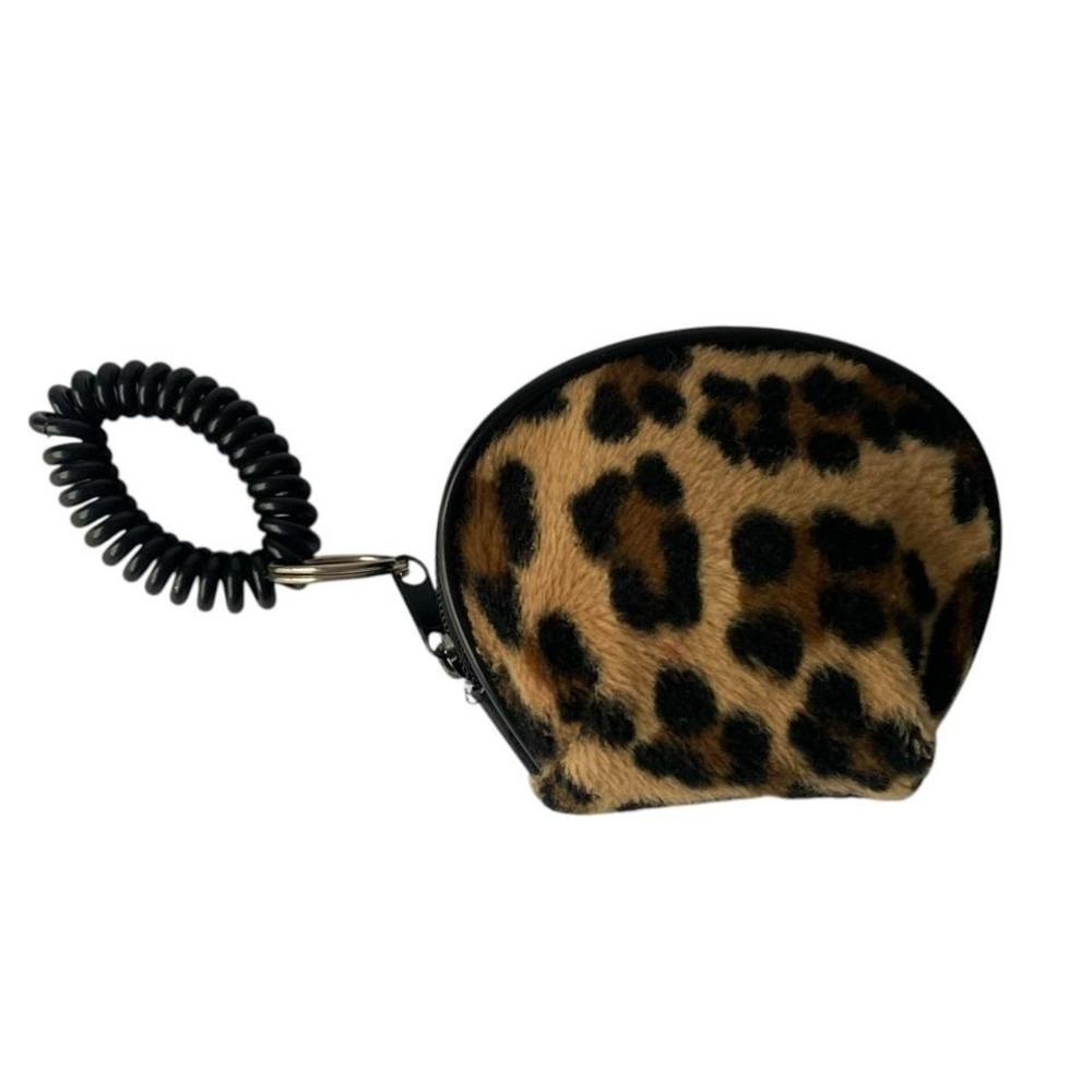 Y2K Leopard Coin Purse Wristlet Fuzzy